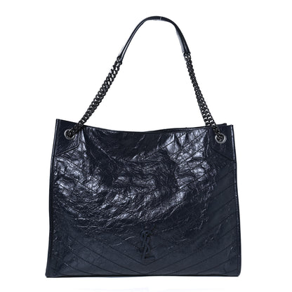 Saint Laurent Crinkled Calfskin Matelasse Monogram Niki Shoulder Bag Deep Marine 1 of 13