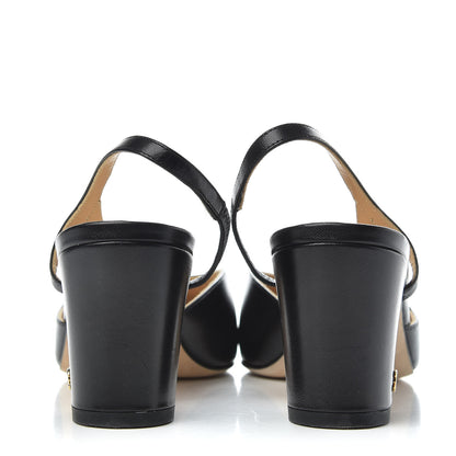 Chanel Goatskin Grosgrain Cap Toe CC Slingback Sandals 39 Black 7 of 10