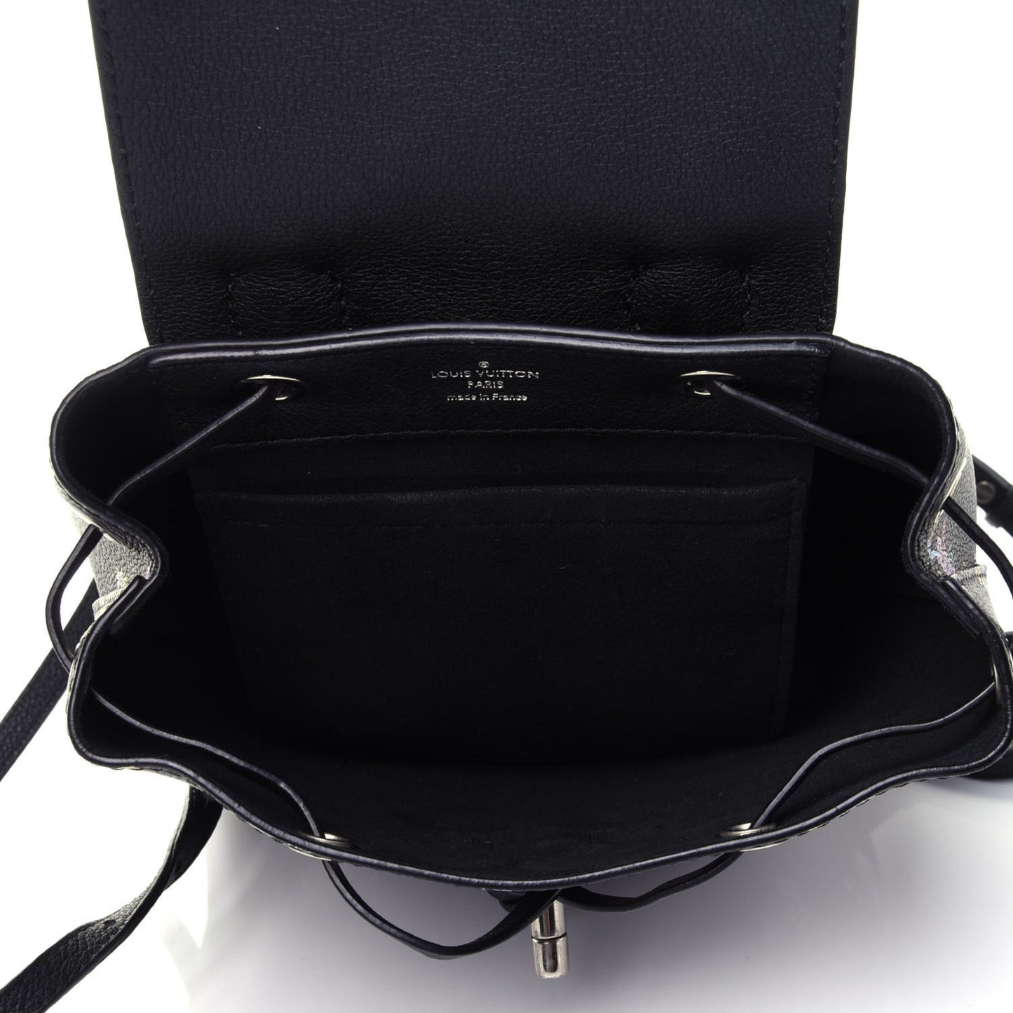 Calfskin Flower Lockme Mini Backpack Black Multicolor