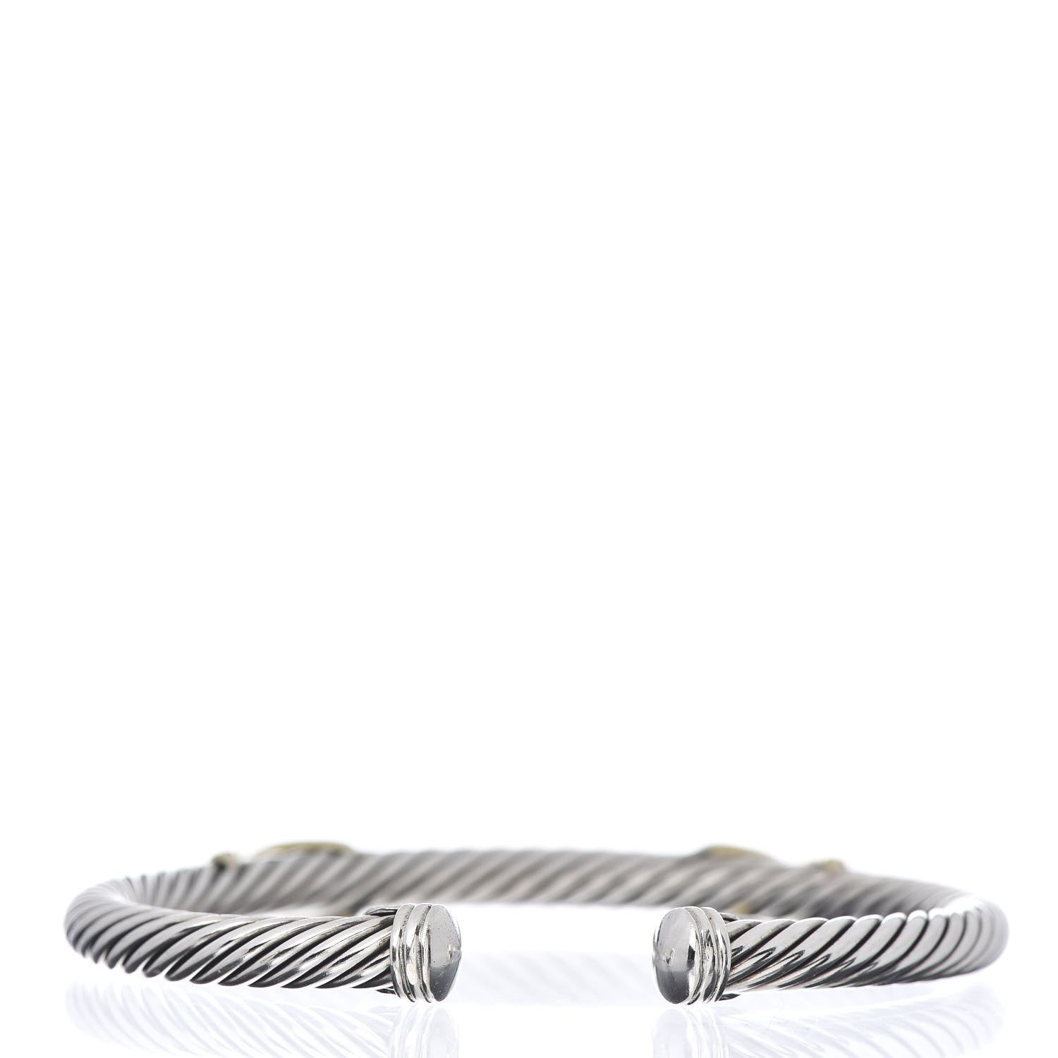 David Yurman Sterling Silver 14K Yellow Gold 5mm Double X Cable Bracelet 3 of 4