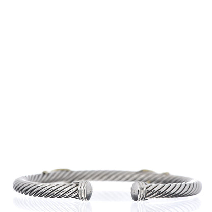 David Yurman Sterling Silver 14K Yellow Gold 5mm Double X Cable Bracelet 3 of 4