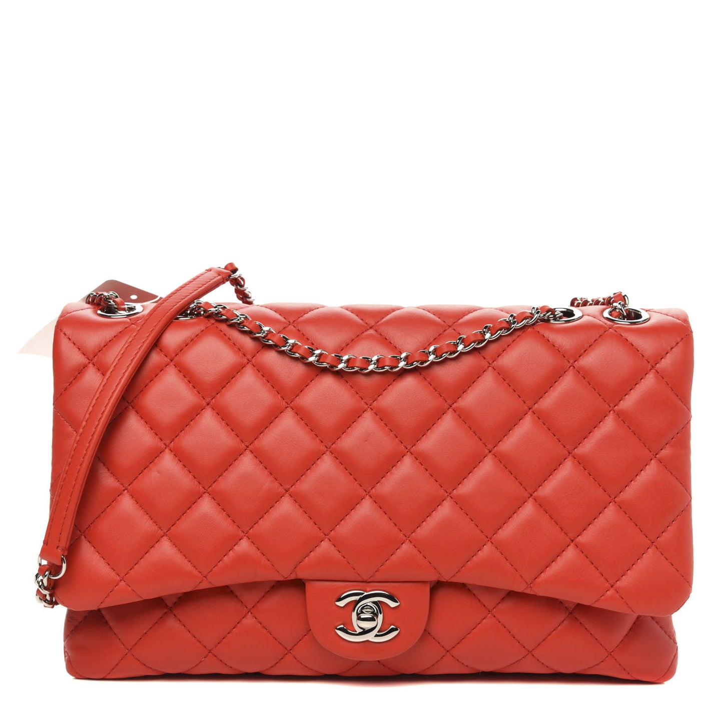 Lambskin Quilted 3 Flap Bag Red