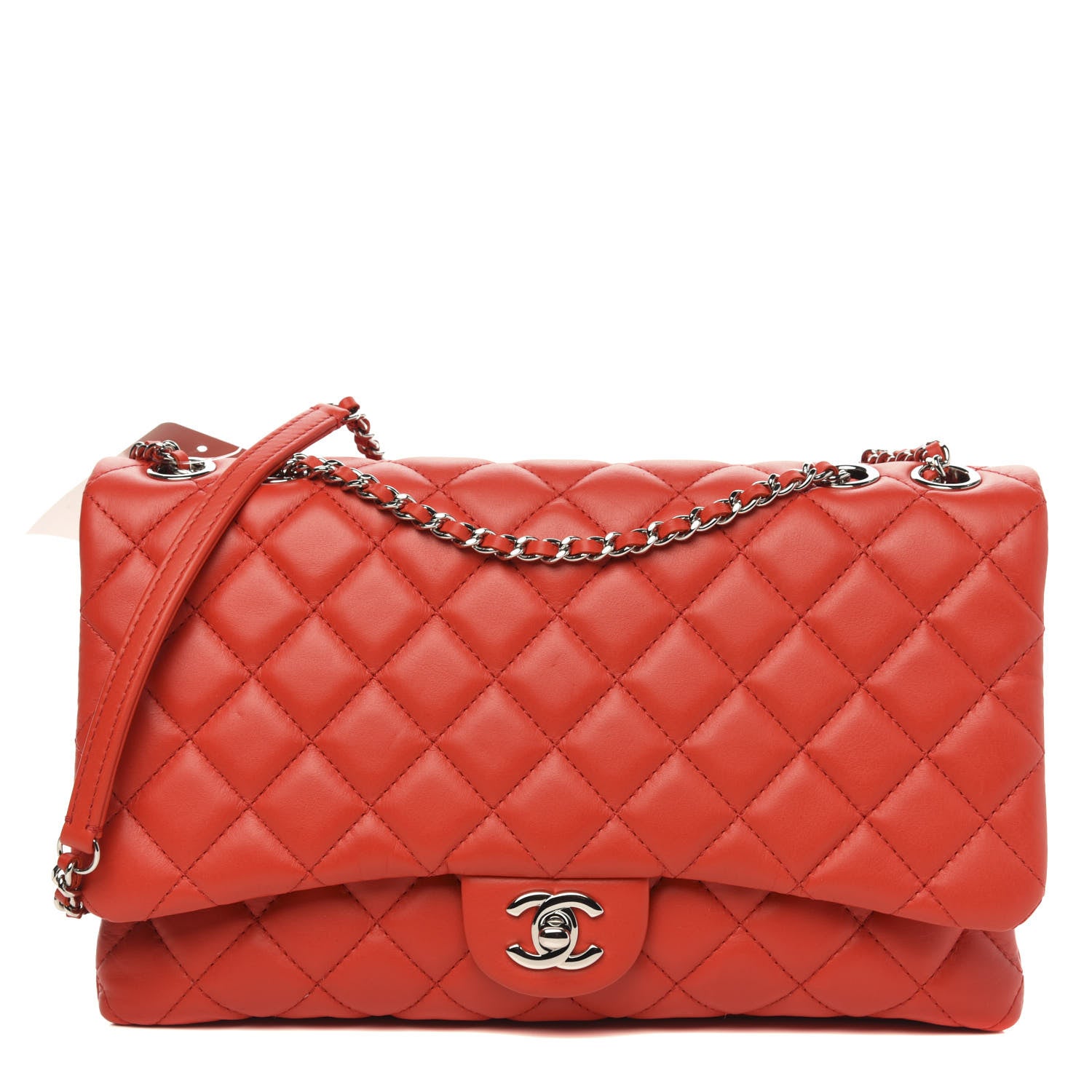 Chanel Lambskin Quilted 3 Flap Bag Red 1 of 10