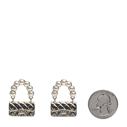 Chanel Pearl Quilted CC Flap Bag Earrings Gold 2 of 4