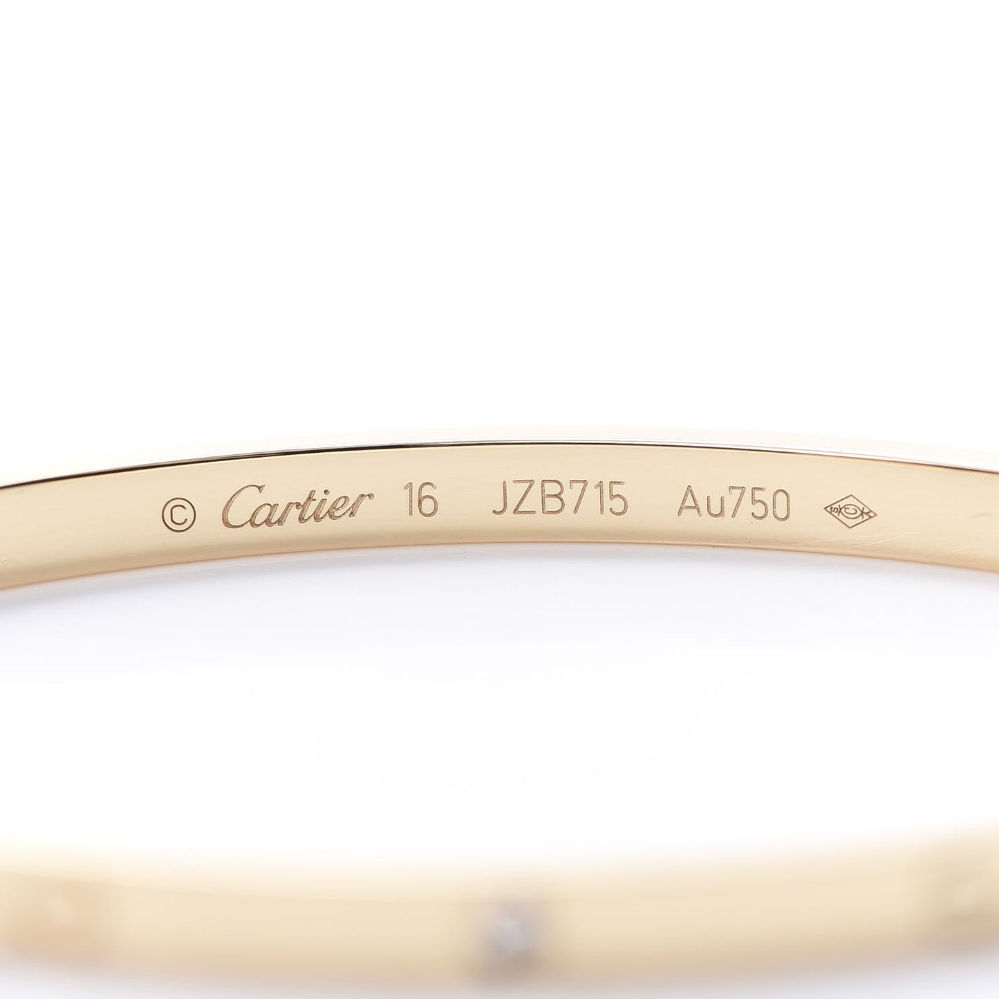 18K Yellow Gold 6 Diamond Small LOVE Bracelet 16