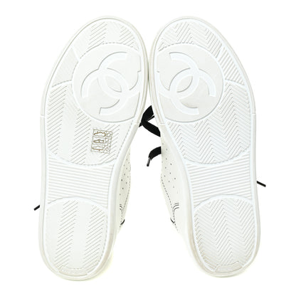 Chanel Calfskin Womens Logo Sneakers 37 Black White 6 of 10