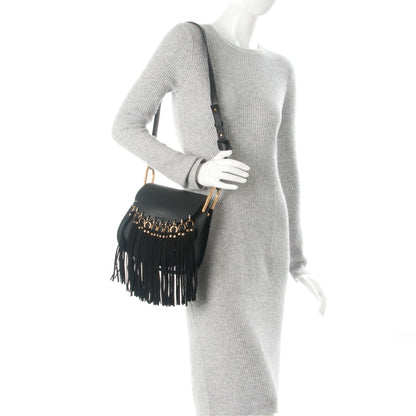 Chloe Calfskin Small Hudson Fringe Shoulder Bag Black 2 of 6