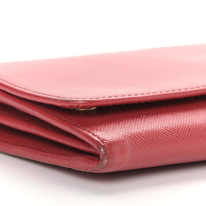 Prada Saffiano Metal Oro Chain Wallet Fuoco 9 of 17