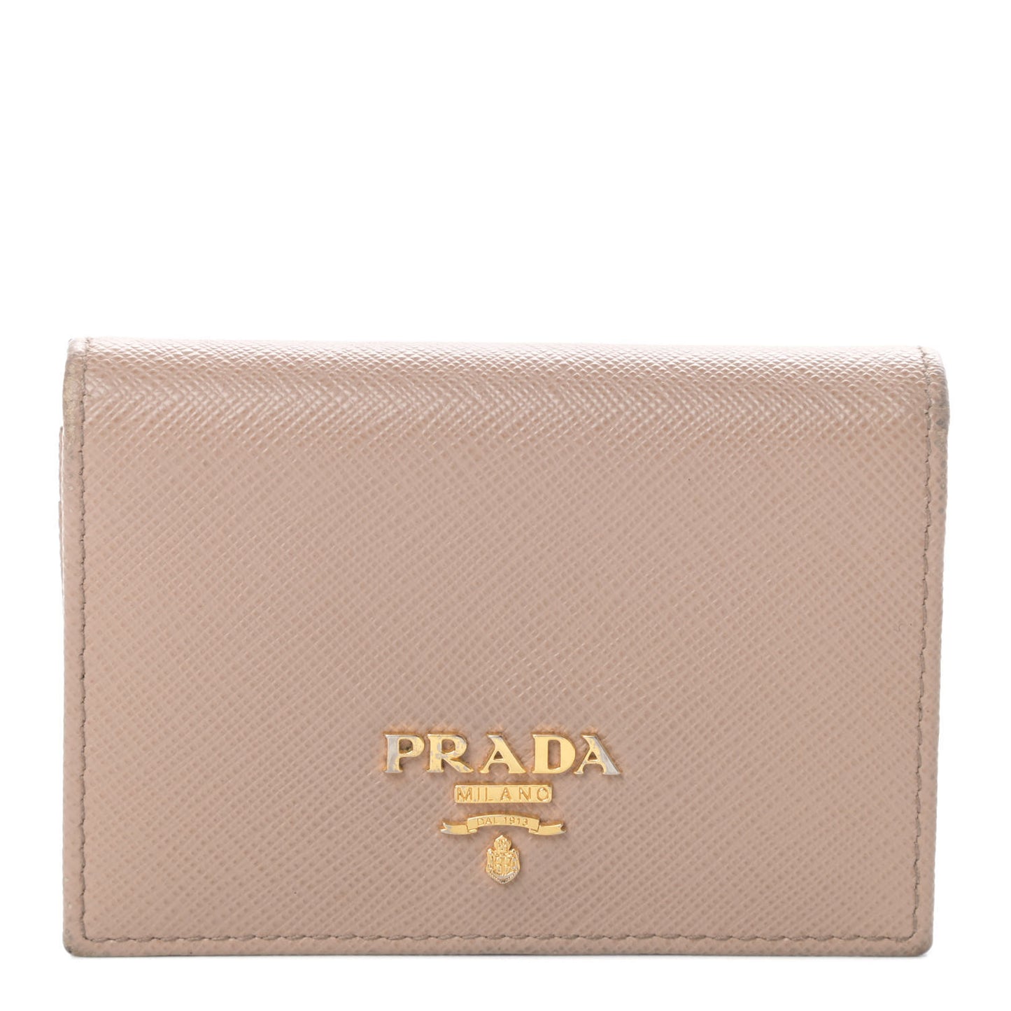 Saffiano Metal Bi-Fold Card Holder Wallet Cammeo