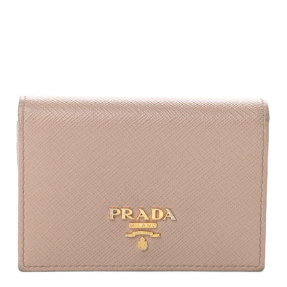 Prada Saffiano Metal Bi-Fold Card Holder Wallet Cammeo 1 of 11