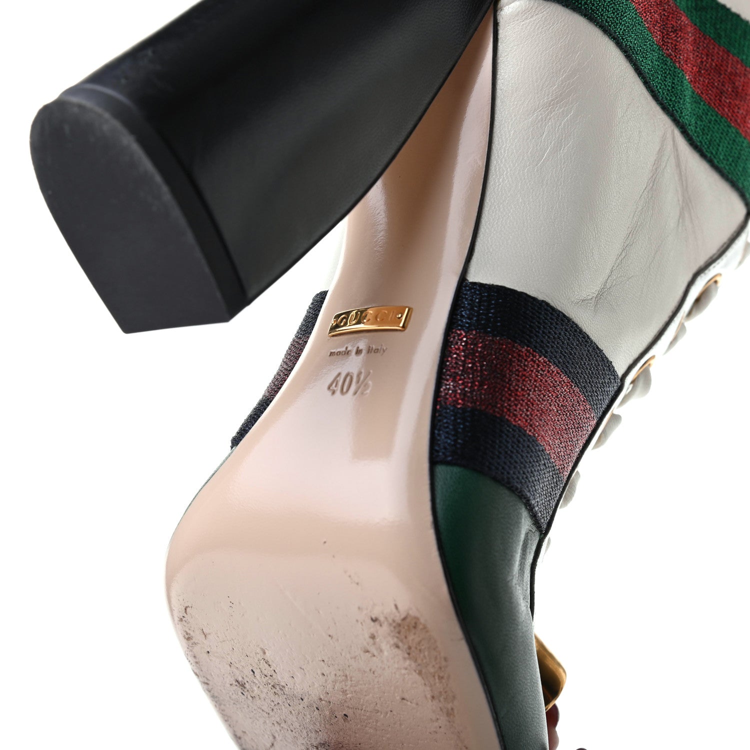 Gucci Malaga Kid Lace Up Boots 40.5 White Bright Evergreen 6 of 10