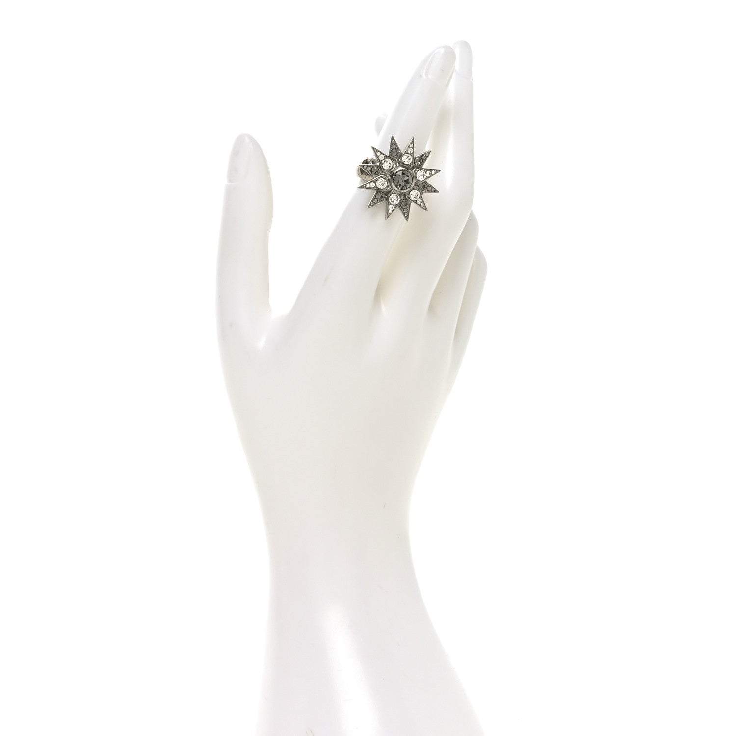 Chanel Metal Crystal CC Star Ring 50 5.5 Ruthenium 2 of 5
