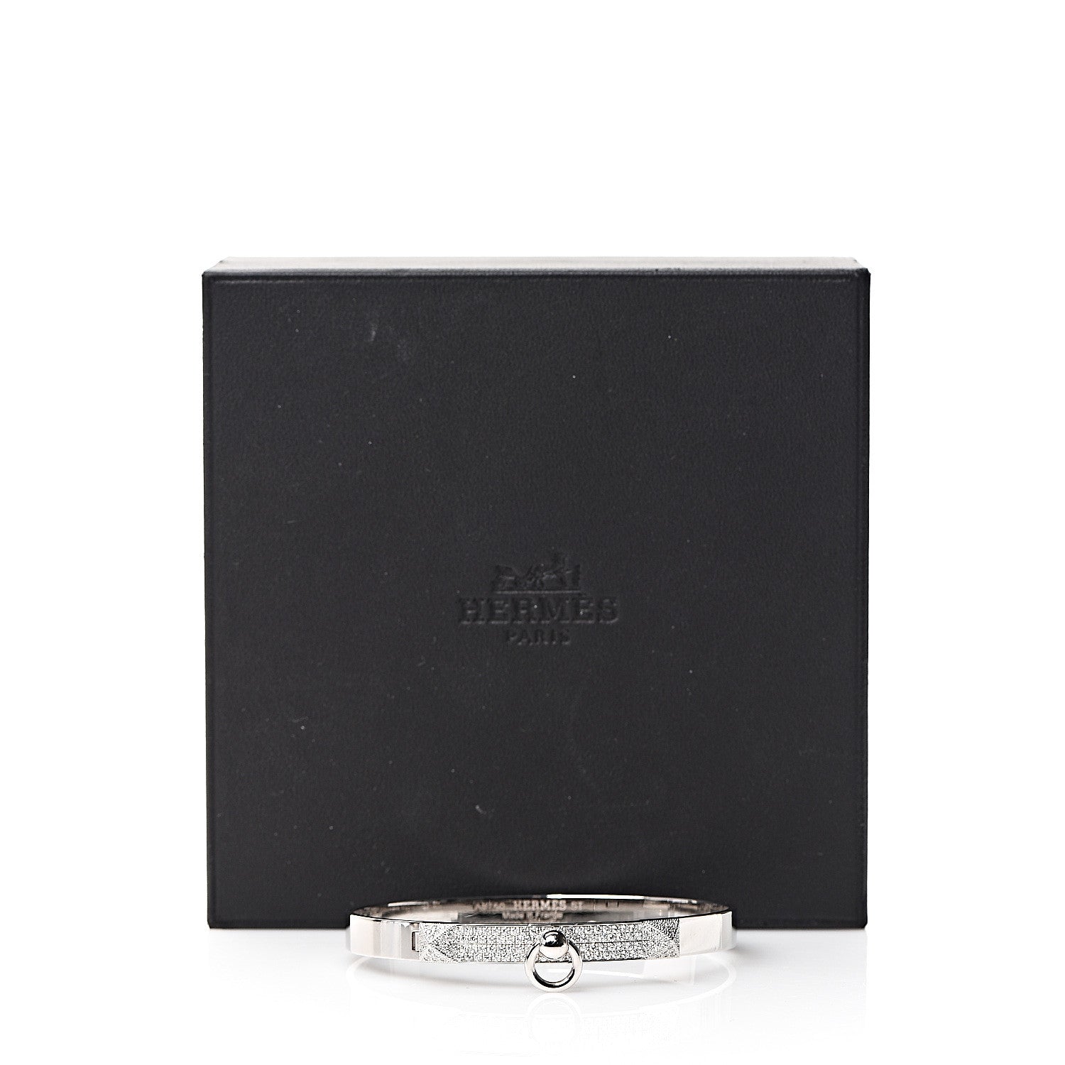 Hermes 18K White Gold Pave Diamond PM Collier De Chien Bracelet ST 5 of 5