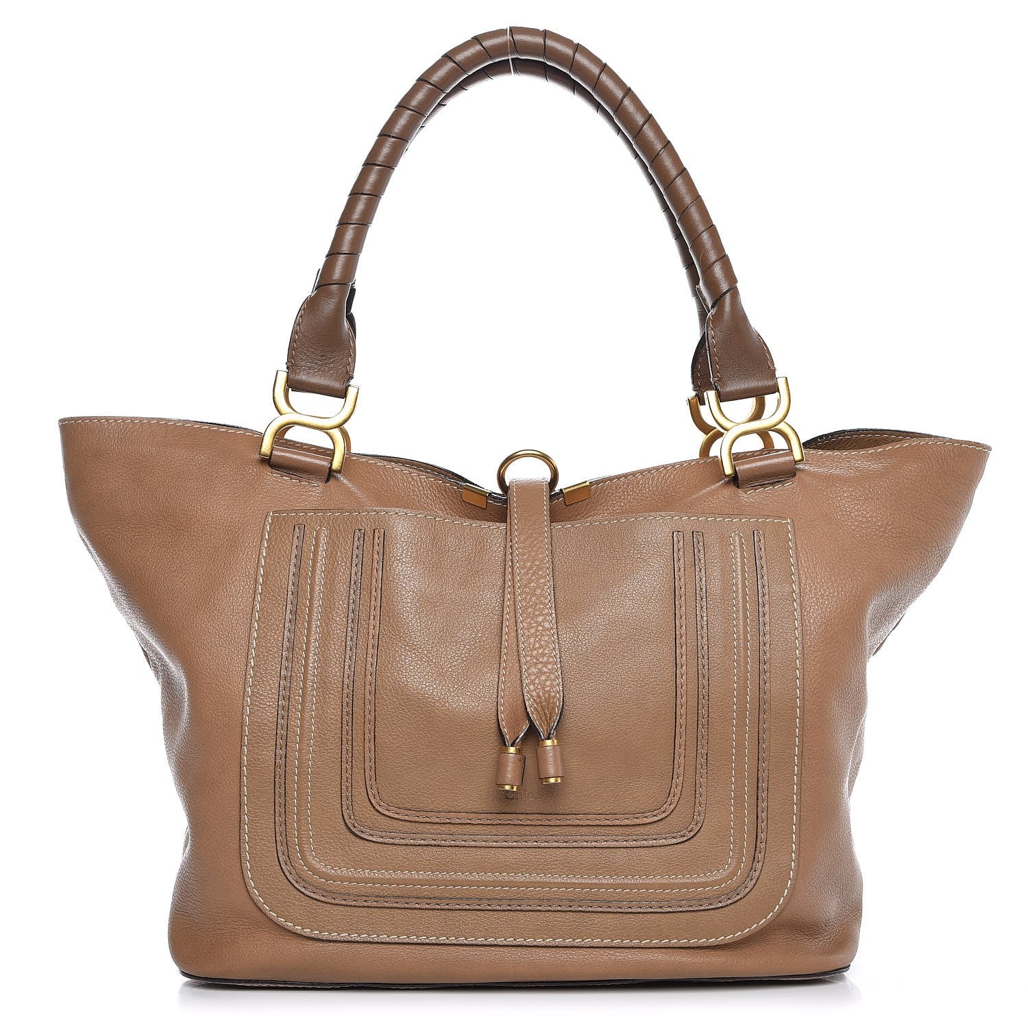 Chloe Calfskin Large New Marcie Tote Nut 1 of 7