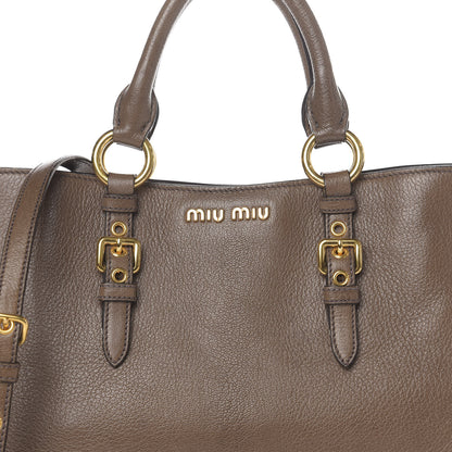 Miu Miu Goatskin Madras Top Handle Tote Argilla 11 of 11
