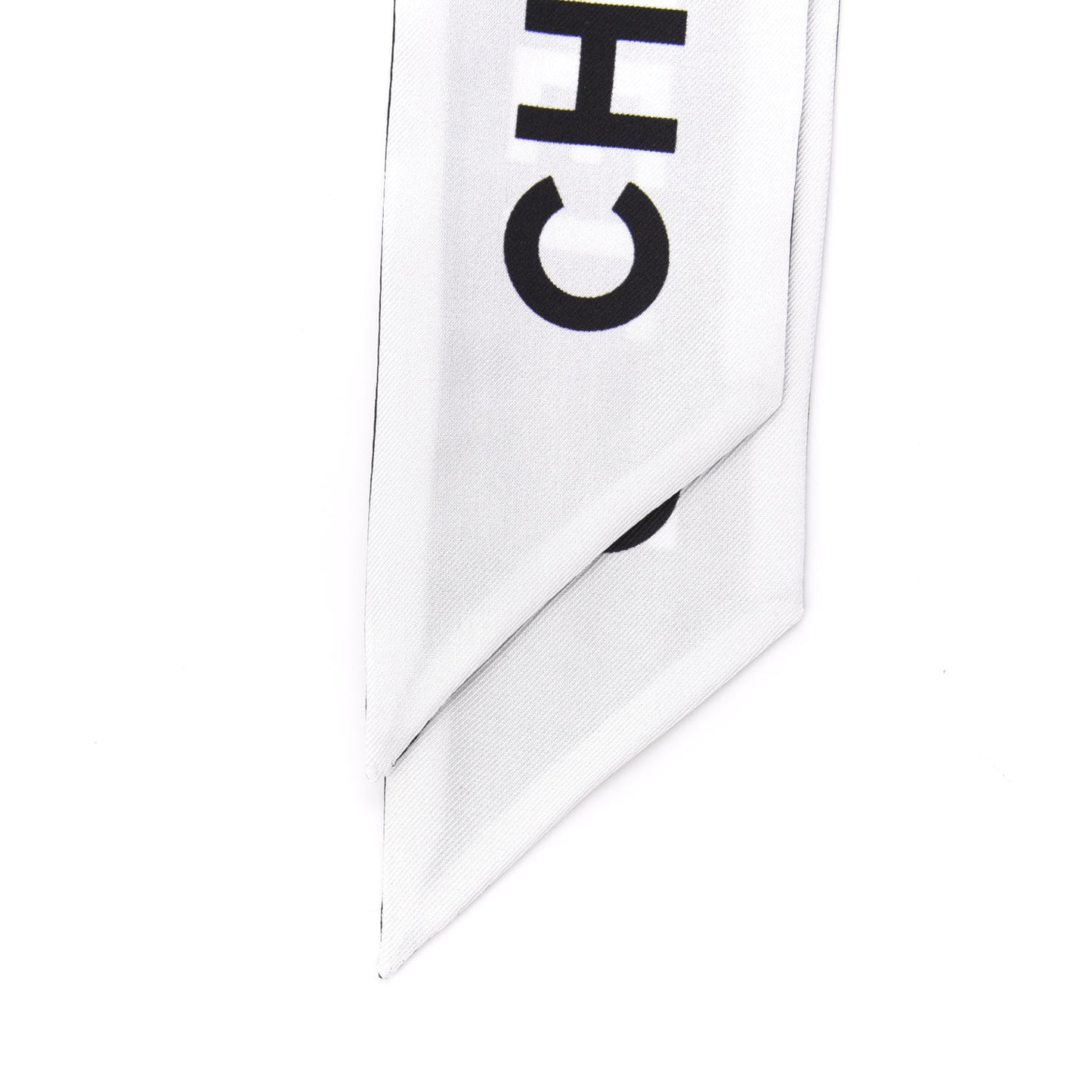 Silk Logo Slim Bandeau Scarf Black White