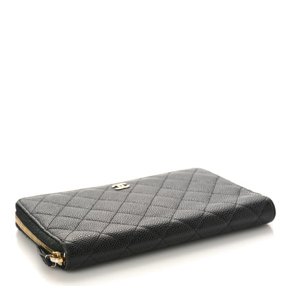 Chanel Caviar Quilted Large Zip Around Organizer Wallet Black 4 of 12
