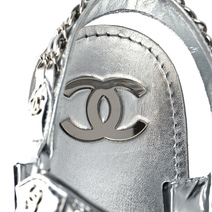 Chanel Metallic Calfskin Chain Flat Sandals 38 Silver 7 of 8
