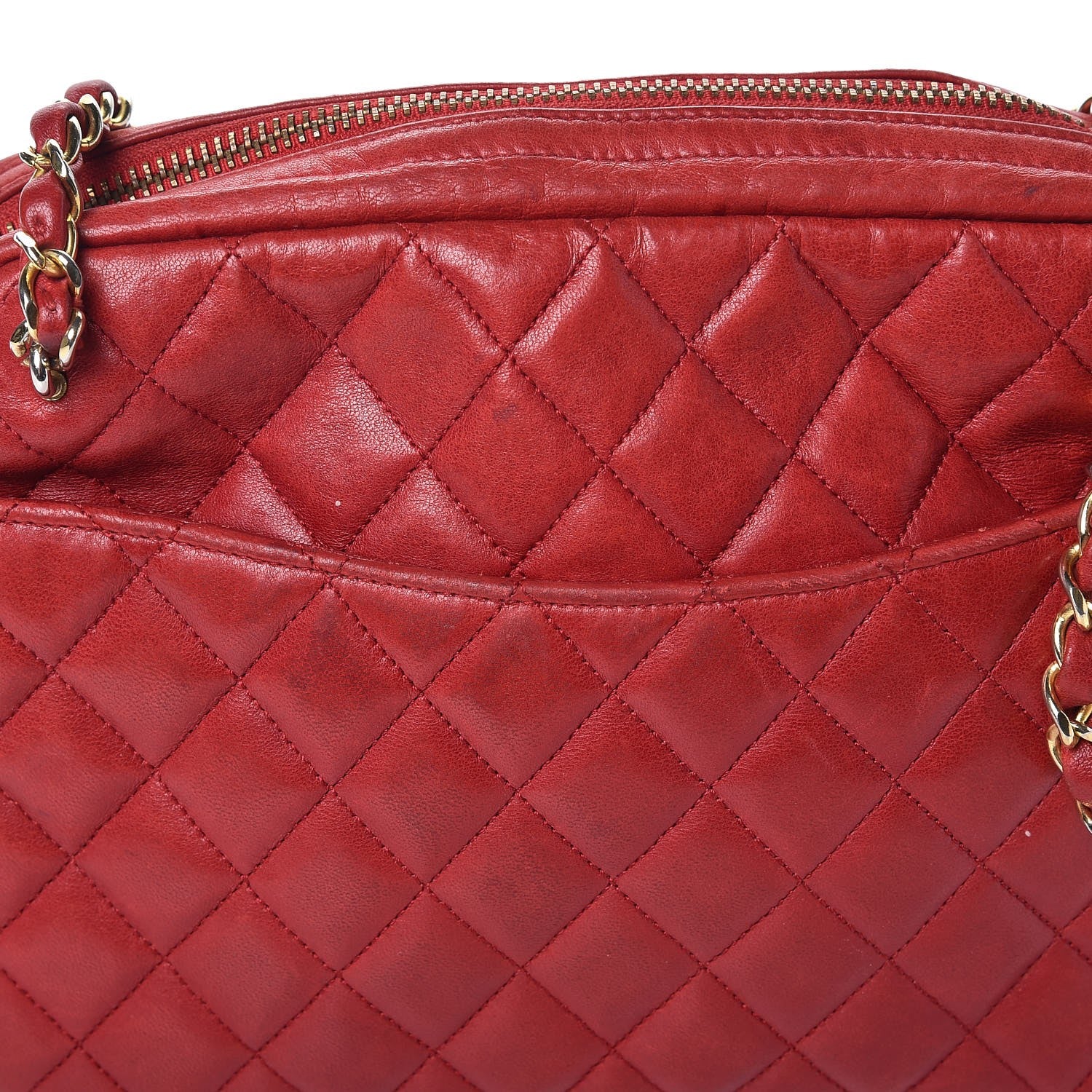 Chanel Lambskin Quilted Camera Case Red 14 of 19