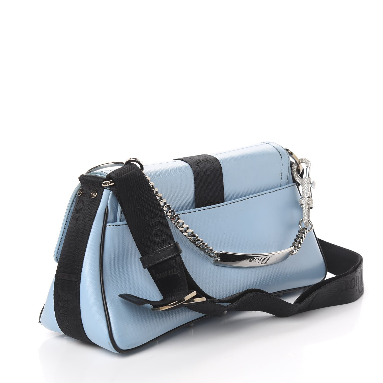 Christian Dior Coated Canvas Crystal Hardcore Bag Light Blue 3 of 13