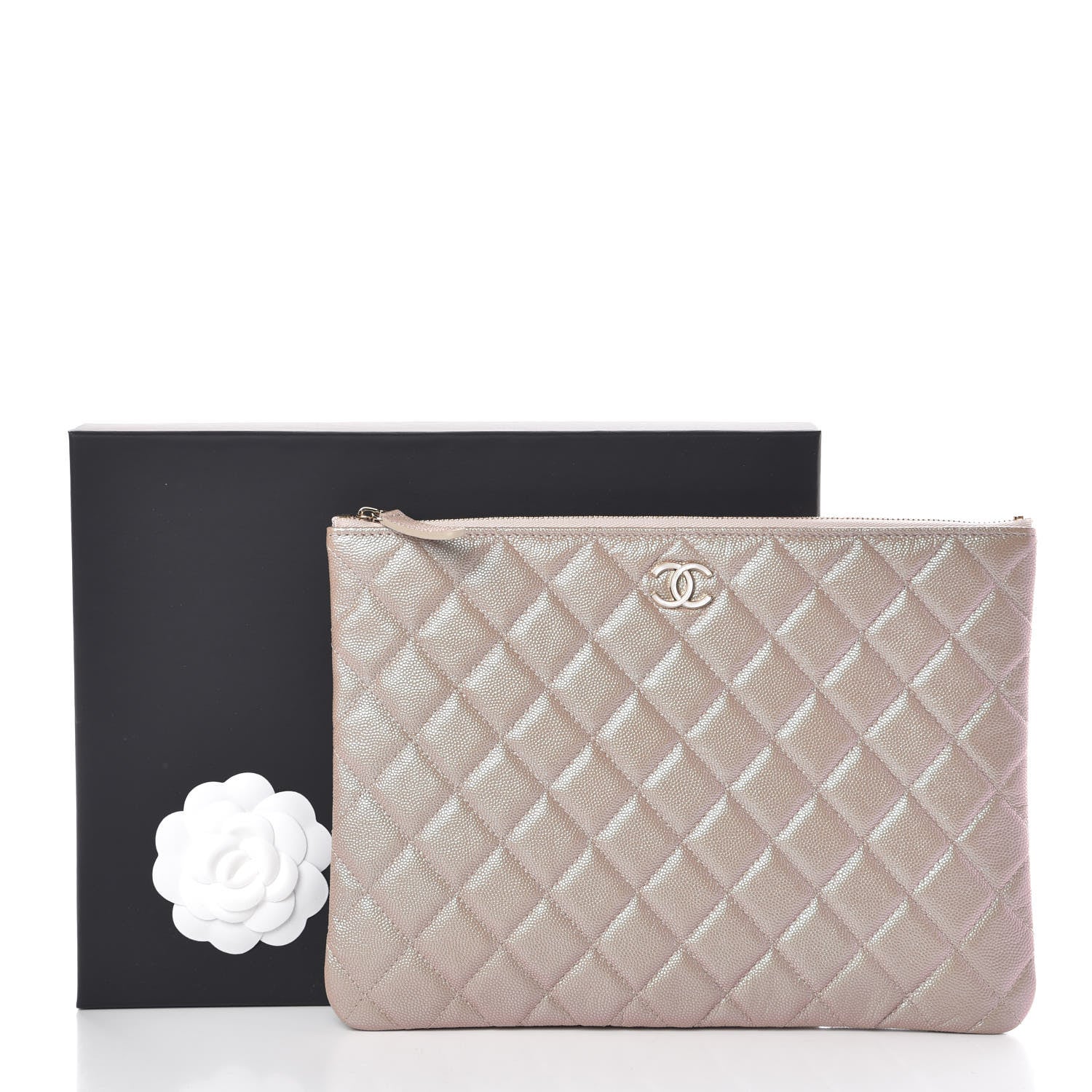 Chanel Iridescent Caviar Quilted Large Cosmetic Case Beige 8 of 8