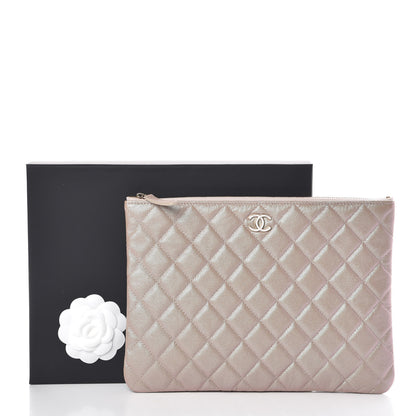 Chanel Iridescent Caviar Quilted Large Cosmetic Case Beige 8 of 8