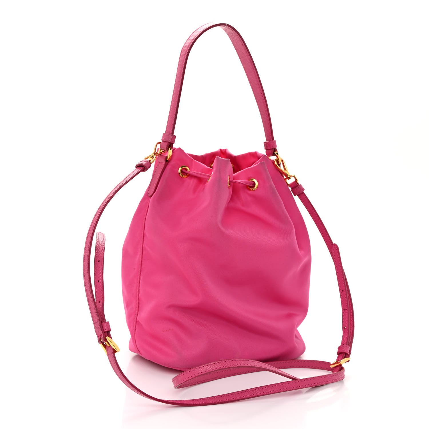 Prada Re-Nylon Saffiano Duet Bucket Crossbody Bag Fuxia 3 of 12