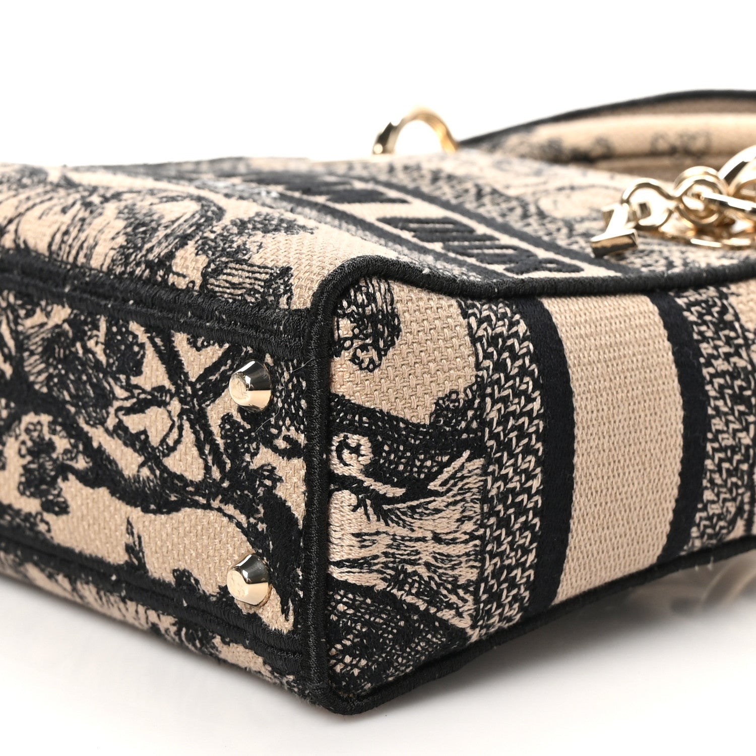 Christian Dior Canvas Toile De Jouy Embroidered Mini Lady D-Lite Beige Mullticolor 9 of 10