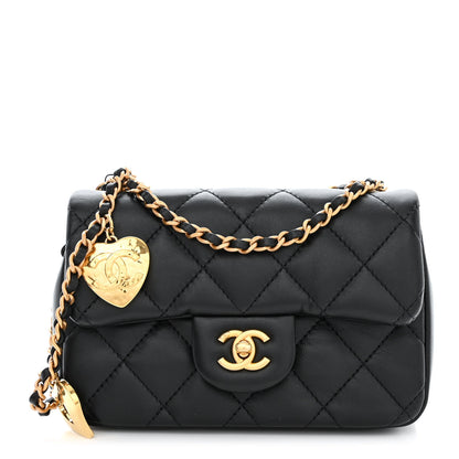 Chanel Lambskin Quilted Mini Heart Charms Flap Black 1 of 10