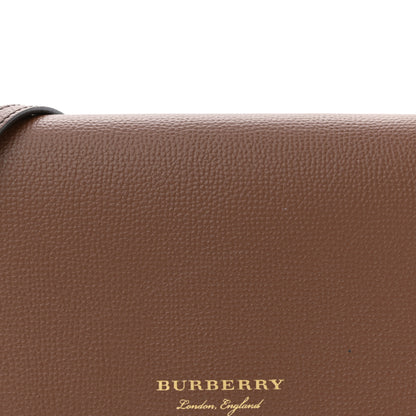 Burberry Grained Calfskin House Check Tartan Mix Hampshire Wallet On Chain Tan 7 of 12