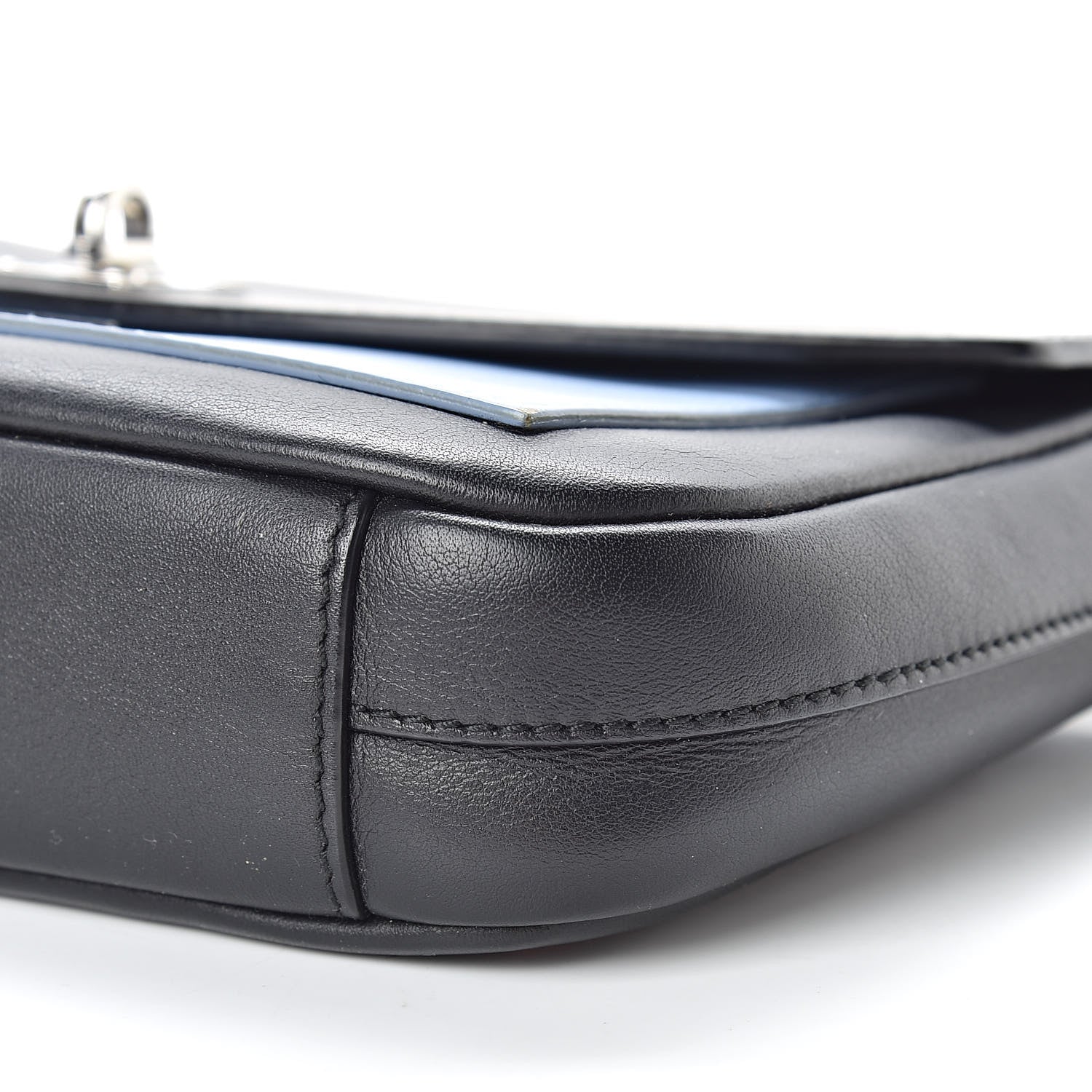 Christian Dior Calfskin Bi-Color Wallet On Chain Black Blue 10 of 10