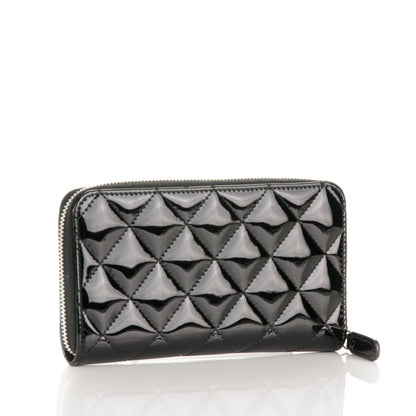Chanel Patent Quilted Small Zip Around Wallet Black 3 of 8