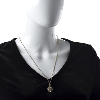 Chanel Crystal CC Flower Pendant Necklace Gold 2 of 7