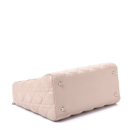 Christian Dior Lambskin Cannage Medium Lady Dior Beige 3 of 12