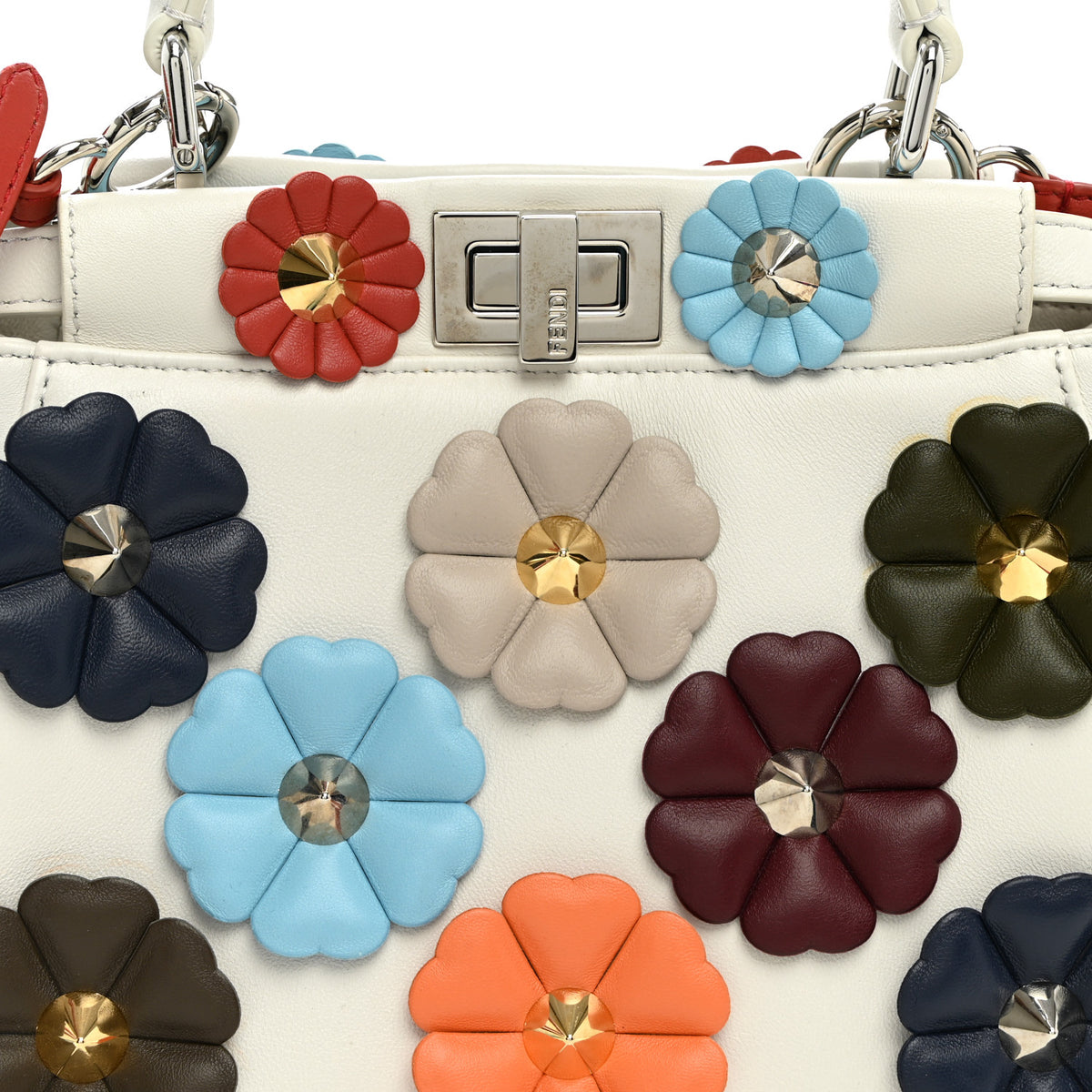 Nappa Flowerland Mini Peekaboo Iconic Satchel White Ice Multicolor