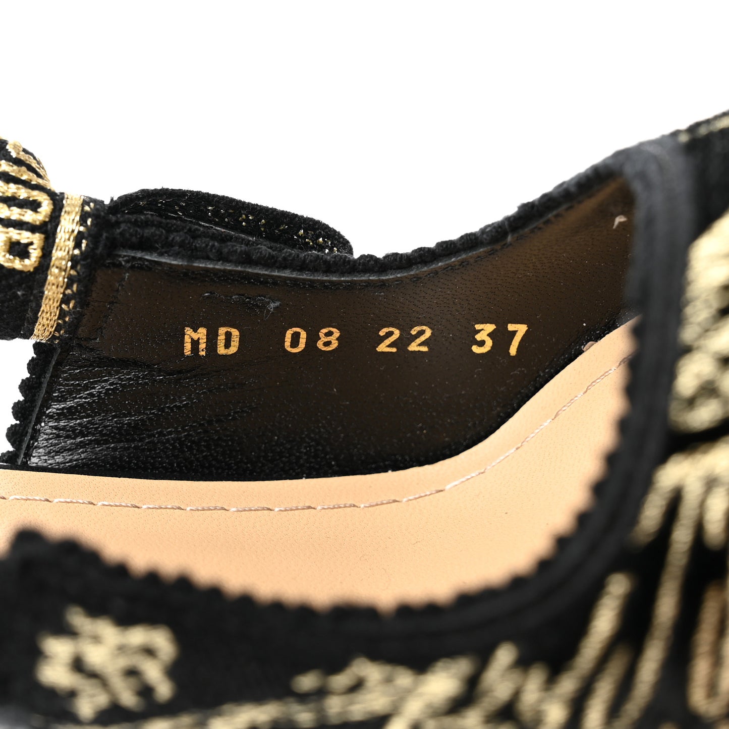 Lurex Ribbon Embroidered J'Adior Slingback 100mm Pumps 37 Black Gold
