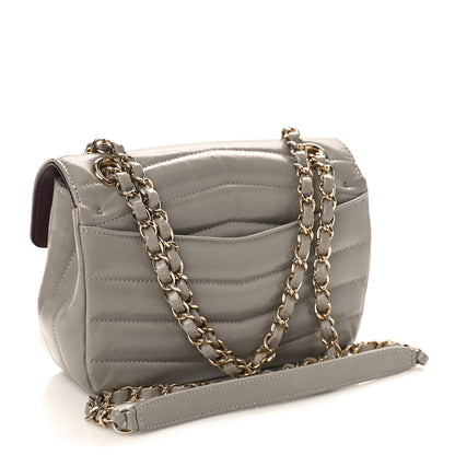 Chanel Shiny Lambskin Quilted Small Chevron Miroir Grey 3 of 12