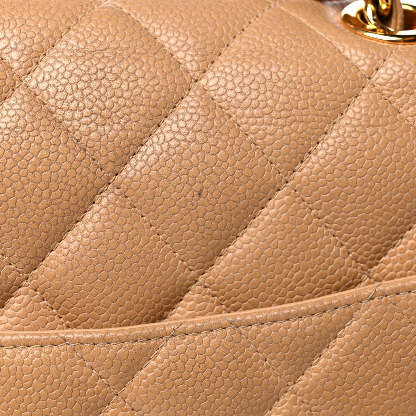 Caviar Quilted Jumbo Single Flap Beige