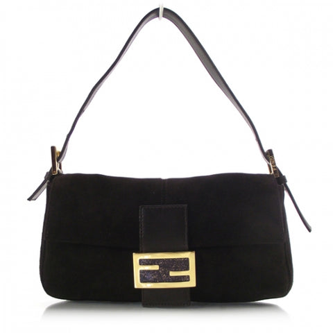 Suede Baguette Dark Brown