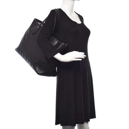 Christian Dior Coated Canvas Cannage Large Panarea Shopping Tote Black 2 of 17