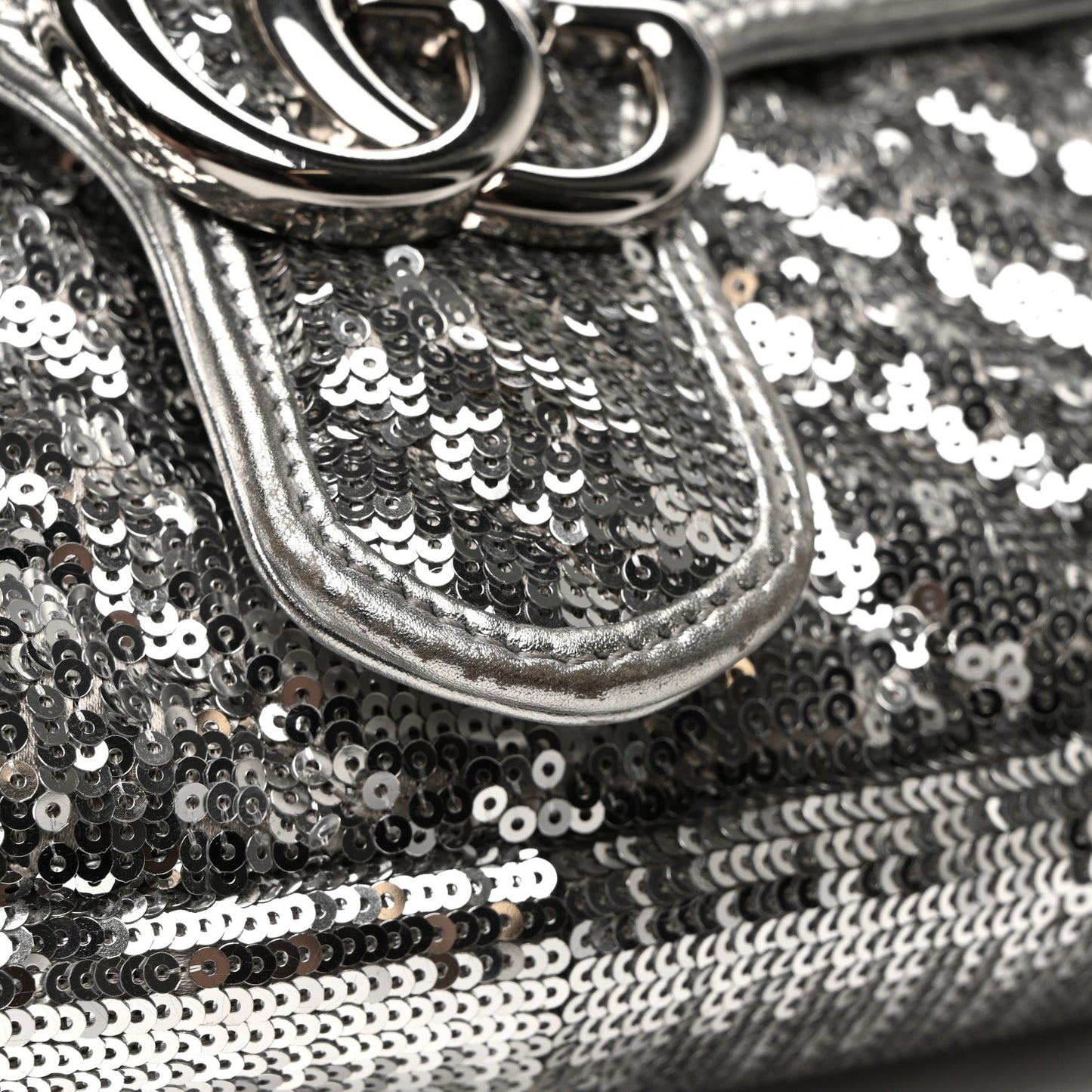 Sequin Matelasse Small GG Marmont Shoulder Bag Silver