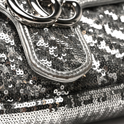 Gucci Sequin Matelasse Small GG Marmont Shoulder Bag Silver 13 of 15