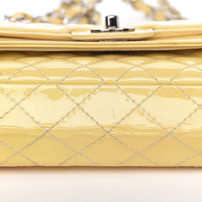 Chanel Patent Quilted Medium Double Flap Yellow 9 of 16