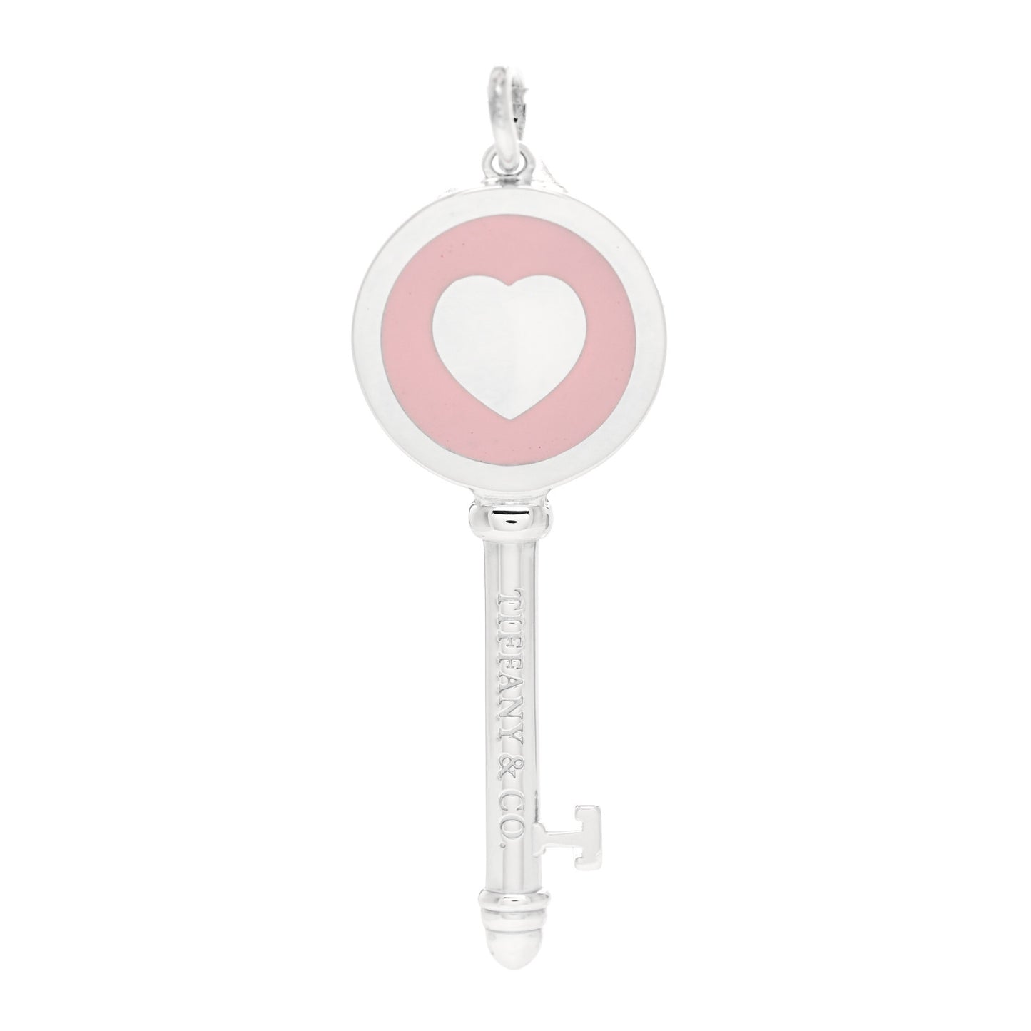 Sterling Silver Enamel Keys Heart Key Pendant Pink