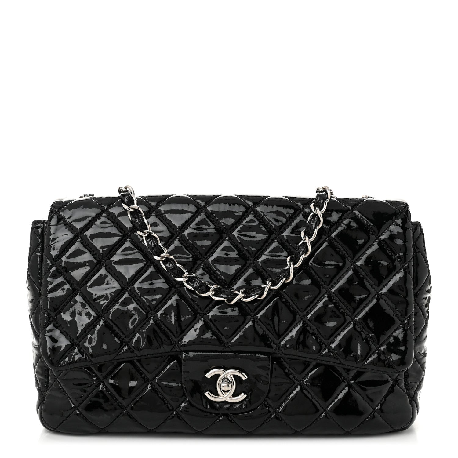 Chanel Patent Quilted Jumbo Single Flap Black 1 of 11