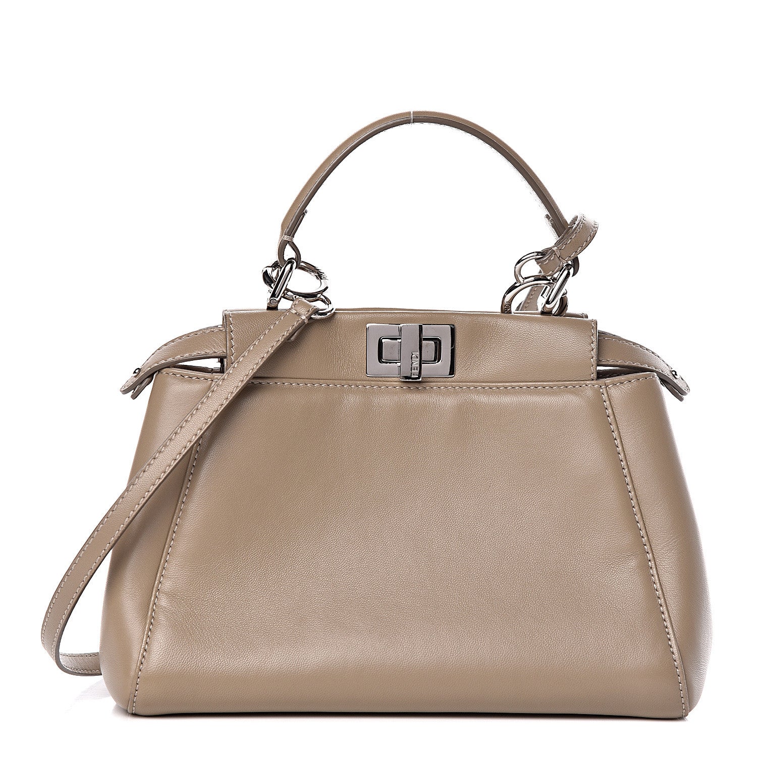 Fendi Nappa Mini Peekaboo Iconic Satchel Tortora 1 of 11