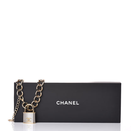 Chanel CC Oversized Padlock Necklace Gold Silver 5 of 5