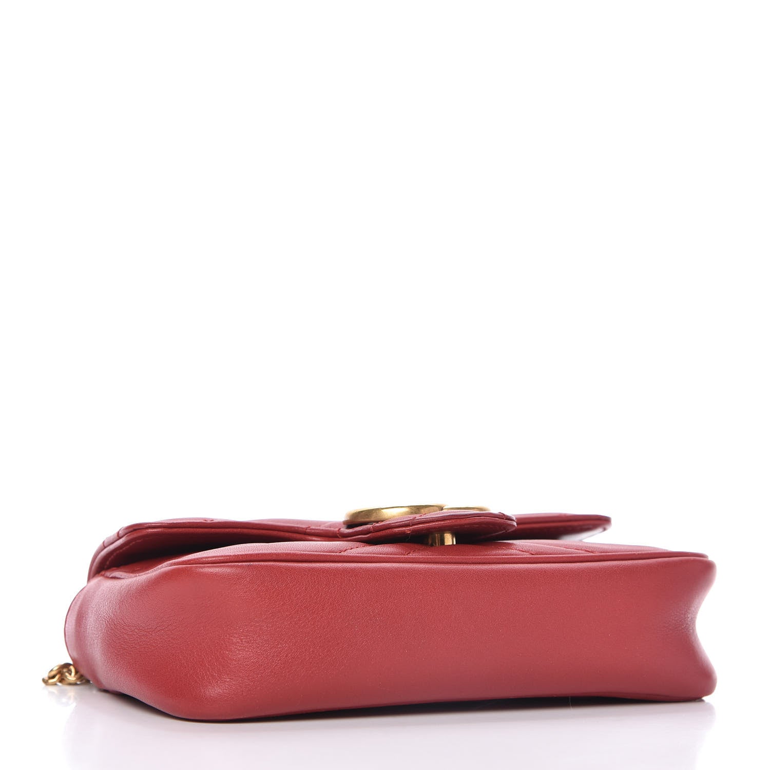 Gucci Calfskin Matelasse Super Mini GG Marmont Shoulder Bag Hibiscus Red 4 of 10
