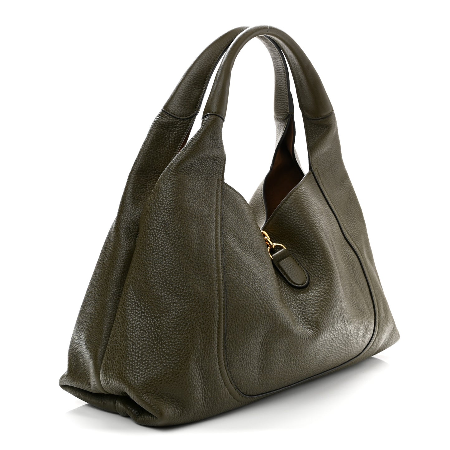 Grained Calfskin Softbit Maxi Shoulder Bag Forest Green