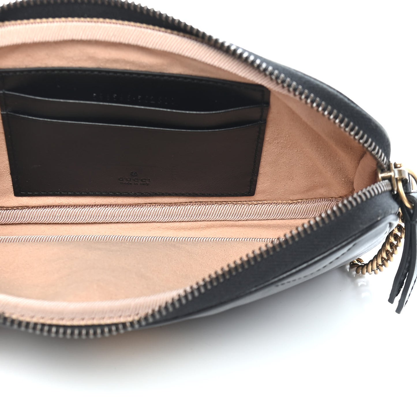 Calfskin Matelasse Mini GG Marmont Chain Crossbody Bag Black